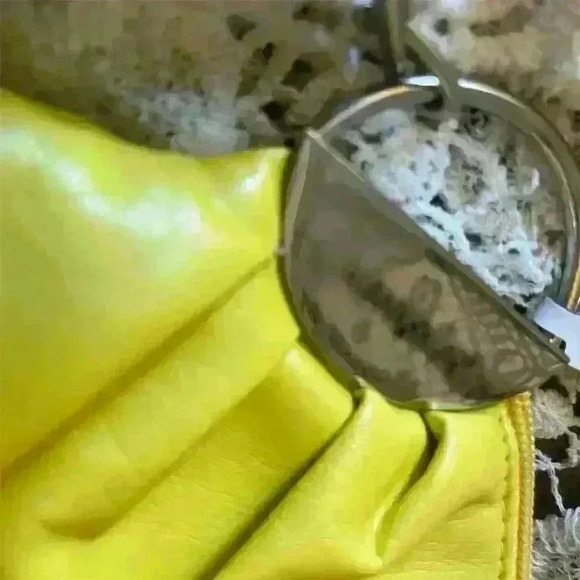 Yellow Faux Leather Wristlet Clutch Bag with Metal Ring Accent - Picture 7 of 7